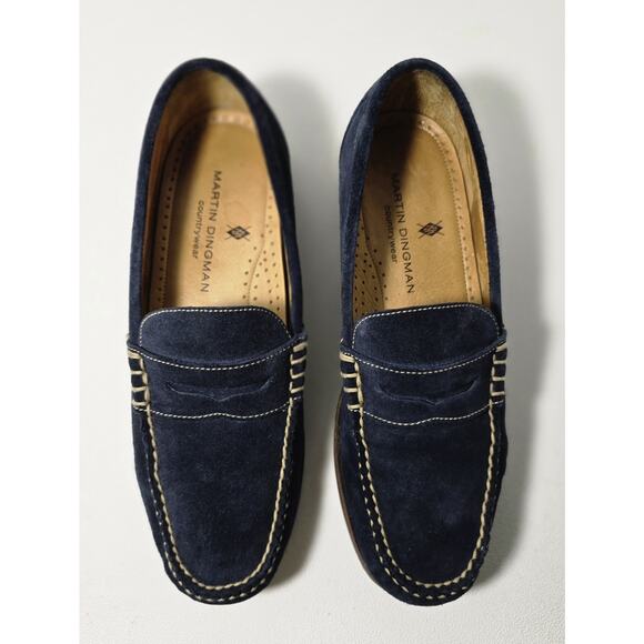 Martin Dingman Countrywear Men’s Size 9 M Suede Leather Penny Loafer Navy Blue - Picture 4 of 10